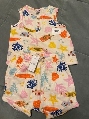 Old Navy NWT 18-24 Month Two Piece Outfit Sea Life Nautical Ocean Fish
